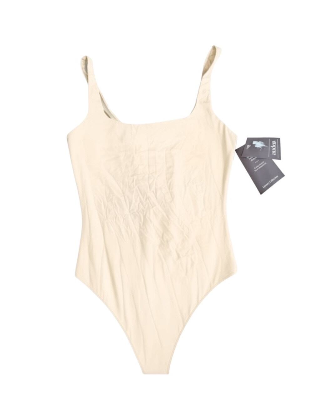 Auden Luxury Collection 4-Way Stretch Tank Bodysuit Soft Beige Size L NWT